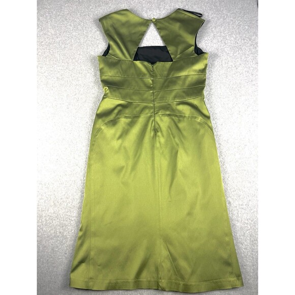 Donna Ricco Dress Womens 14 Green Satin Keyhole Back Sheath Skirt Formal Wedding - Picture 6 of 16